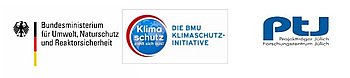 Logo der BMU, BMU Klimaschutzinitiative und PTJ 