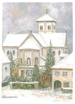 Unser Weihnachtsbild zeigt die Gaggenauer Kirche St.Josef - gemalt von Meinrad Bittmann. Foto: privat