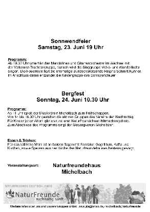 Programm fr Sonnwendfeier und Bergfest