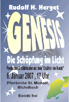 Plakat von Genesis, die Schpfung im Licht