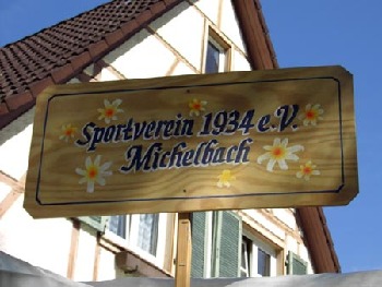 Holztafel vom Sportverein Michelbach beim Dorffest 2006