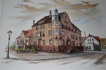 So sah es mal aus: das alte Gaggenauer Rathaus, an dessen Standort 1958 das heutige, neue errichtet wurde.<br />
