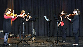 Sorgten f�r den klassischen Part: Junge Musikerinnen der Gaggenauer Schule f�r Musik und darstellende Kunst. Foto: Mandic<br />
